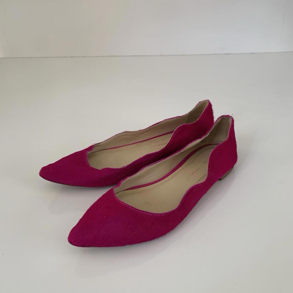 Loeffler Randall Milla Scallop Pointed Toe magenta calf hair Flats 7B